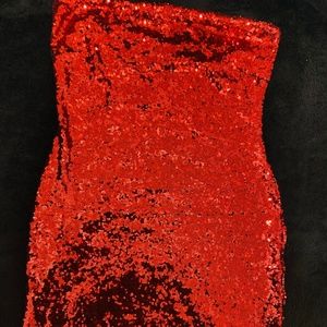Red Sparkly Sleeveless Dress